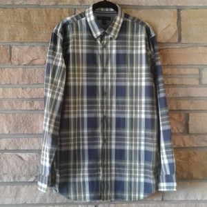 Banana Republic Green Blue Plaid Button Down Shirt